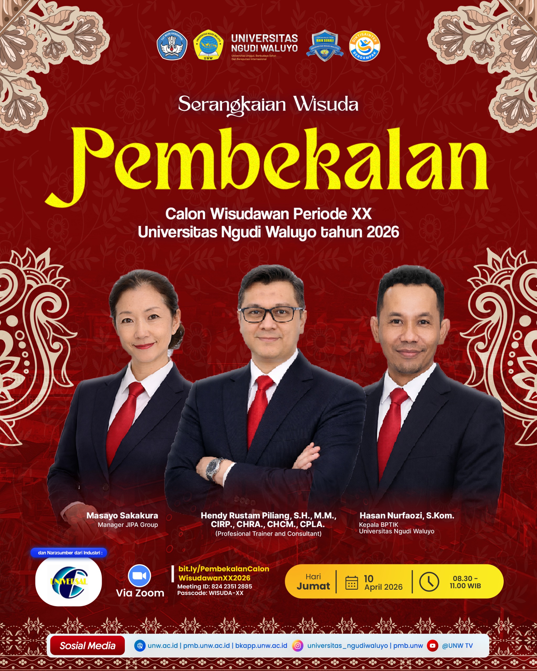PEMBEKALAN CALON WISUDAWAN KE- XX PERIODE APRIL 2026 UNIVERSITAS NGUDI WALUYO