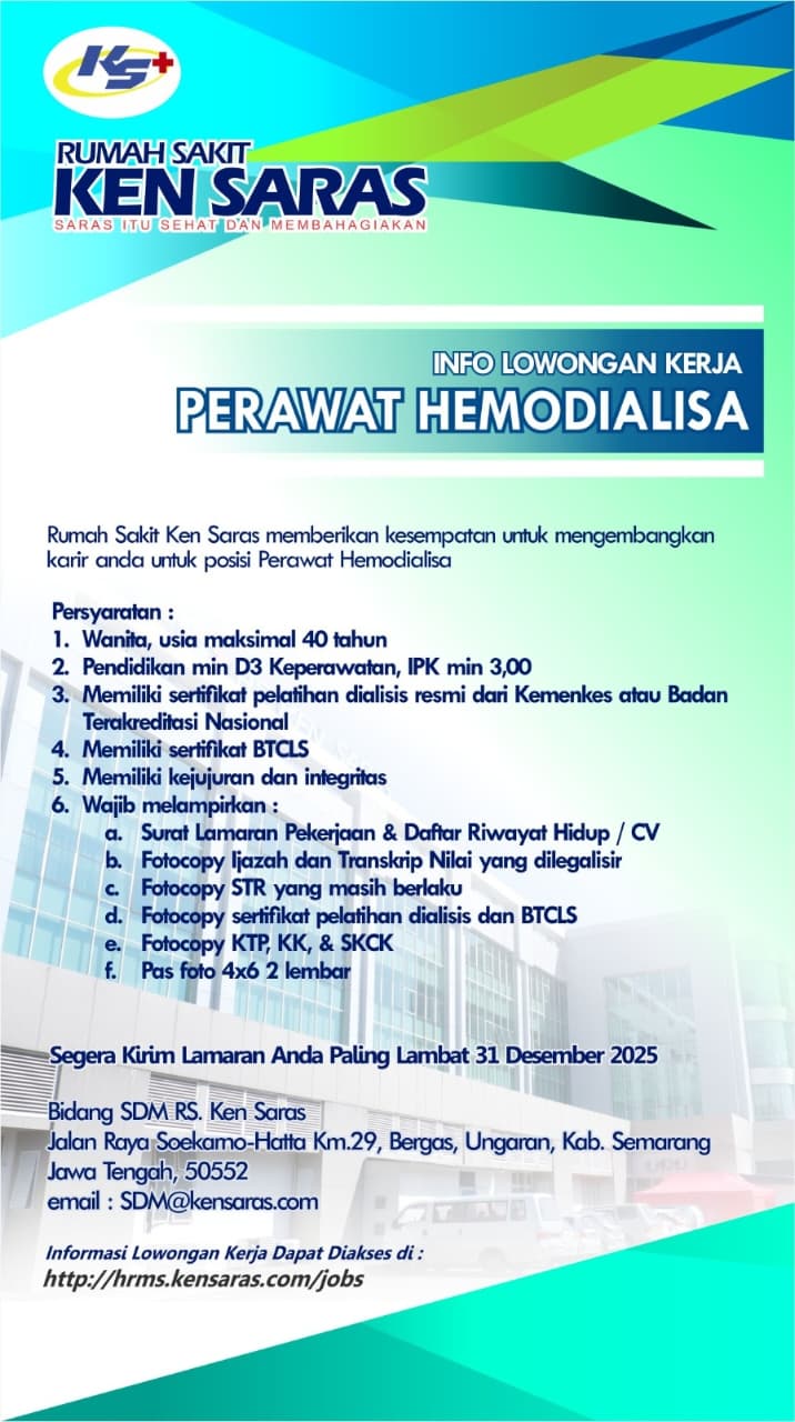 DIBUTUHKAN PERAWAT HEMODIALISA